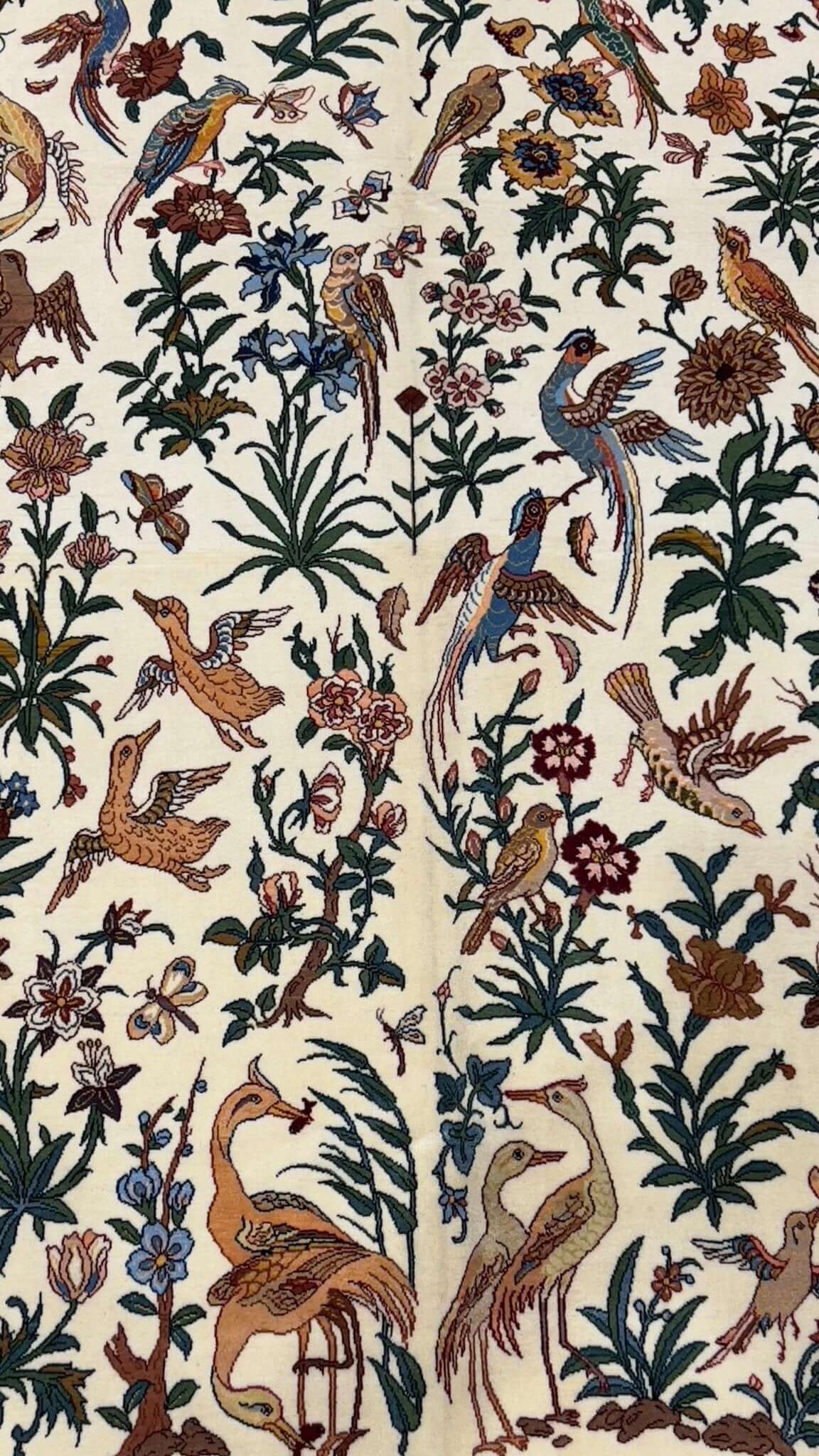 "Hand-knotted Seirafian rug by Master Hassan Seirafian, made with silk warp"